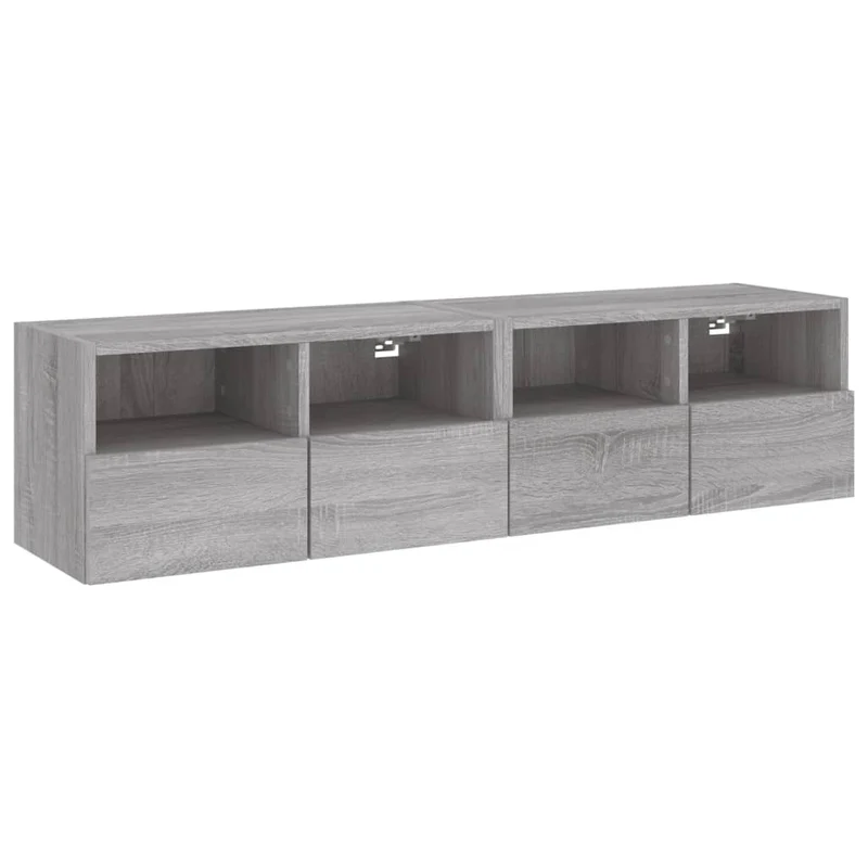 Meubles TV muraux multimédia étagère télévision buffet téléviseur salle à manger salon chambre 2 pièces sonoma 60 x 30 x 30cm bois d'ingénierie gris 02_0029031