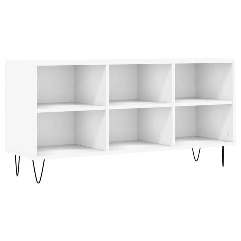 Meuble TV blanc rangement contemporain 103,5 x 30 x 50 cm style pratique ambiance cosy en bois blanc 02_0048549