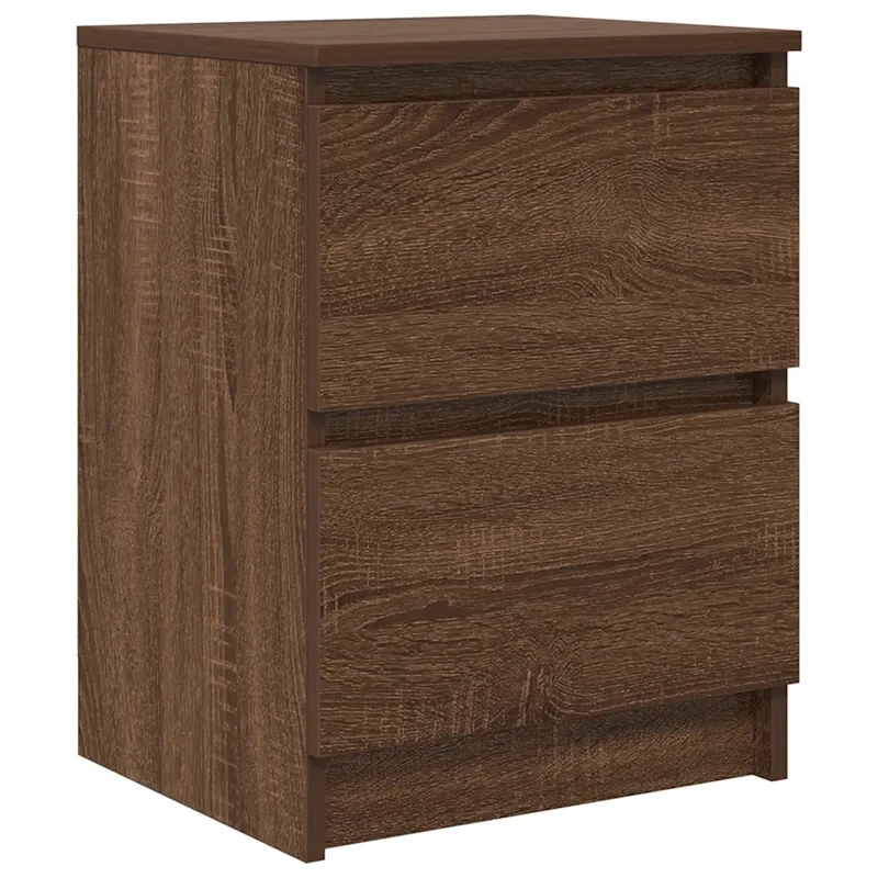Meuble TV polyvalent avec 2 tiroirs rangement 40 x 35 x 54 cm style moderne en bois d'ingénierie chêne marron 02_0051723