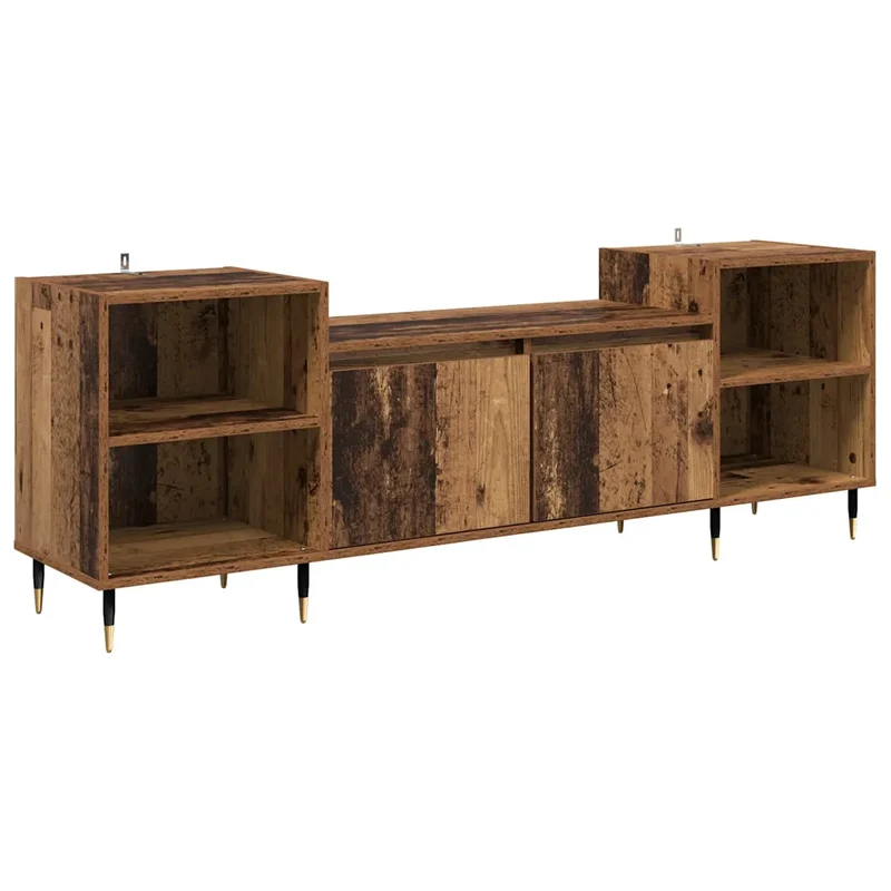 Meuble TV rectangulaire moderne rangement pratique 160 x 35 x 55 cm en bois d'ingénierie ancien 02_0052781