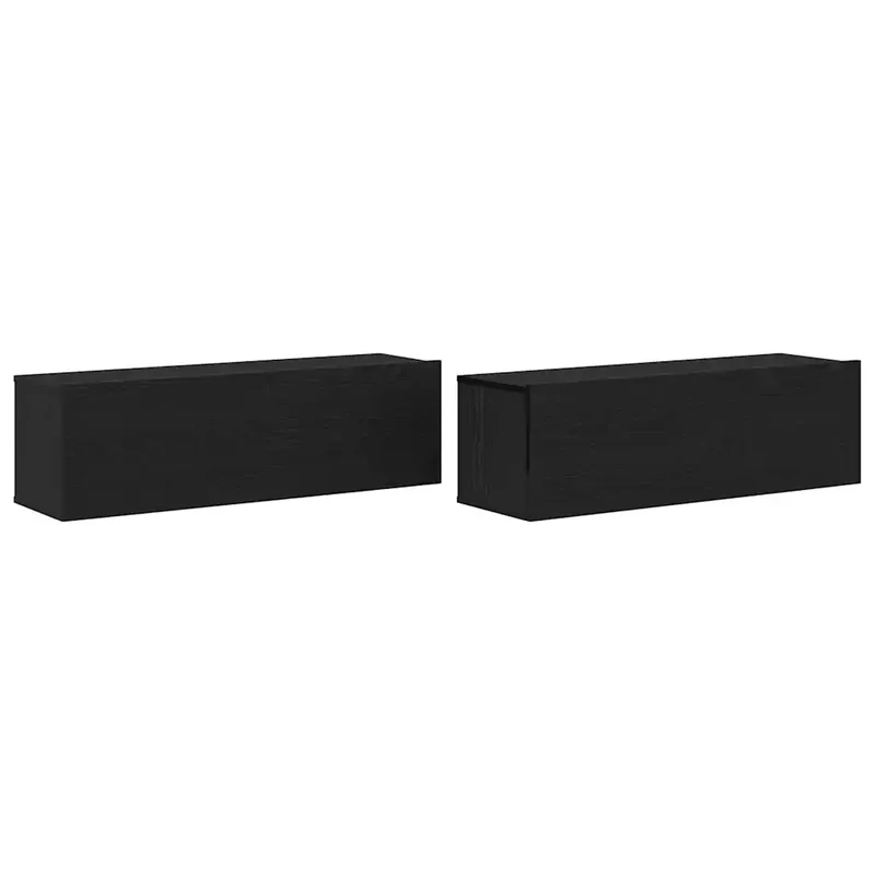 Lot de 2 meubles TV muraux modernes 100 x 30 x 30 cm fonctionnalité gain de place style minimaliste en bois noir 02_0051809