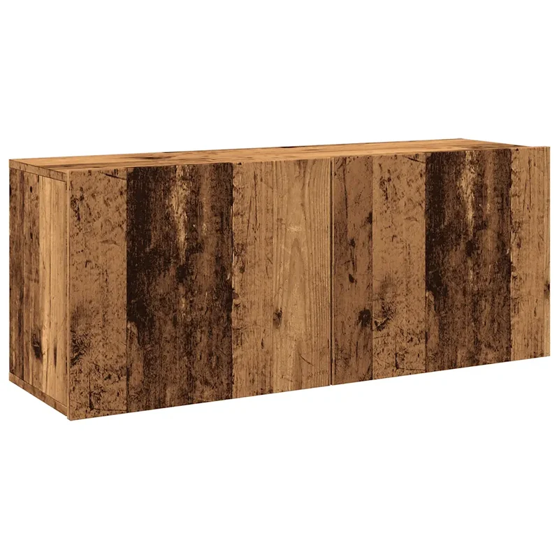 Meuble TV mural pratique avec rangement 100 x 30 x 41 cm en bois d'ingénierie vieux bois 02_0051170