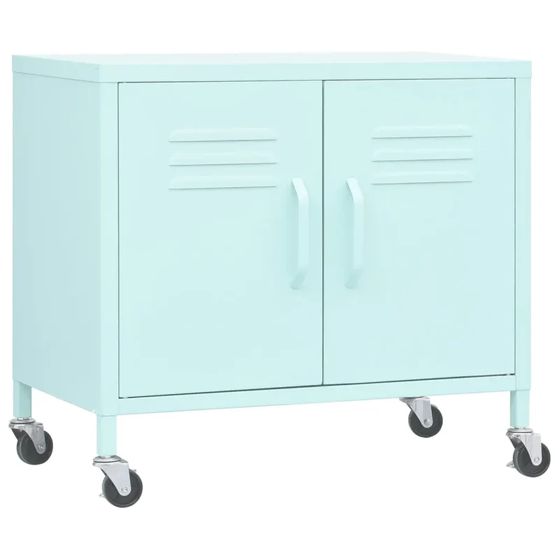 Armoire de rangement mobile pratique avec étagère réglable 60 x 35 x 56 cm en acier menthe 02_0046899