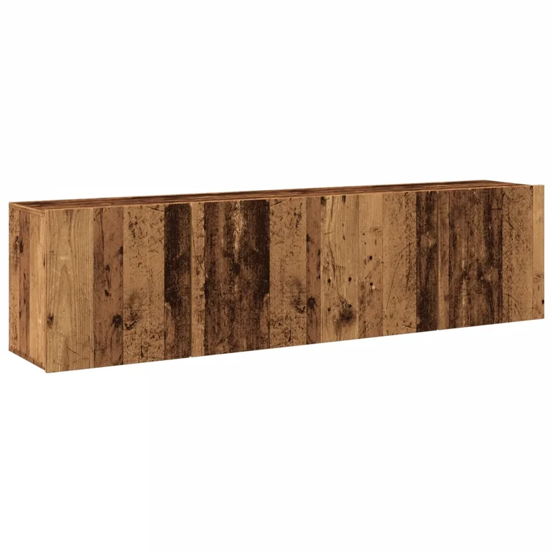 Lot de 2 meubles TV muraux tendance avec grand espace de rangement 80 x 30 x 41 cm en bois d'ingénierie vieux bois 02_0051167