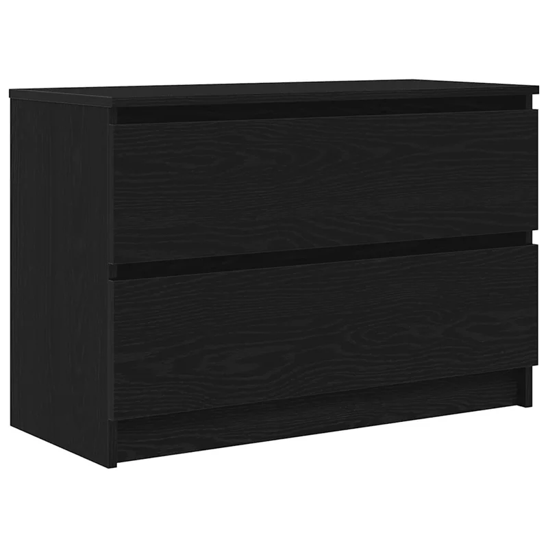 Meuble TV avec 2 tiroirs grand espace de rangement moderne salon 80 x 35 x 54 cm en bois d'ingénierie noir 02_0051735