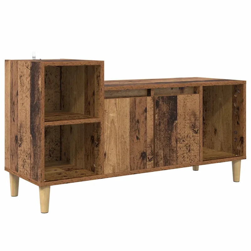 Meuble TV rectangulaire ancien pratique avec 2 portes 100 x 35 x 55 cm en bois d'ingénierie bois ancien 02_0052693