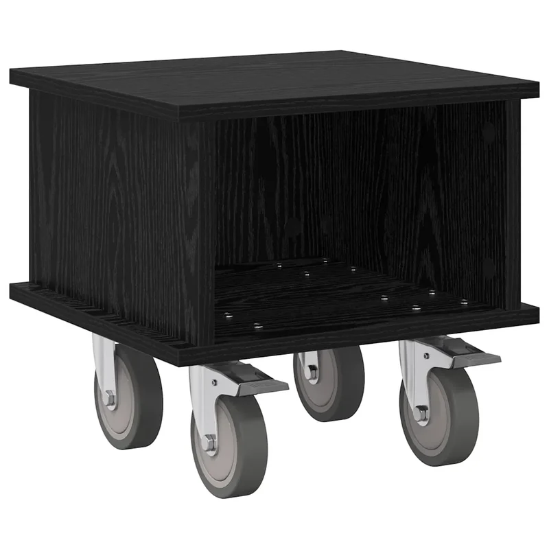 Meuble TV rectangulaire fonctionnel moderne 37 x 35 x 35 cm en bois d'ingénierie chêne noir 02_0054748
