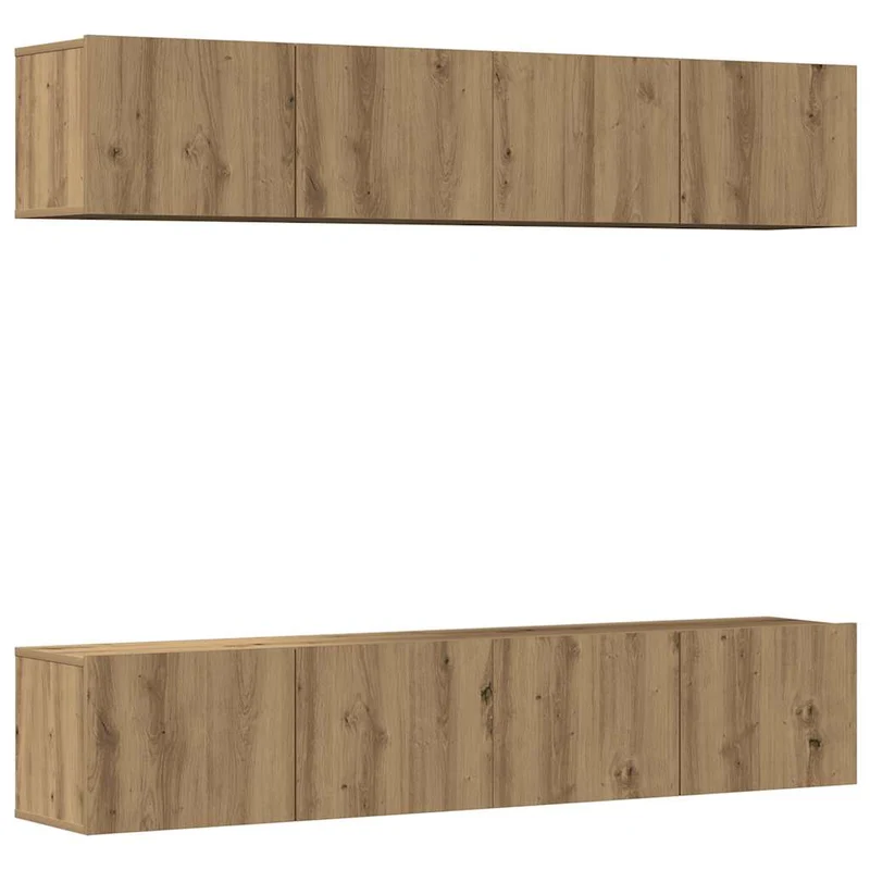 Lot de 4 meubles TV muraux modernes design épuré 80 x 30 x 30 cm en bois d'ingénierie chêne artisanal 02_0055855