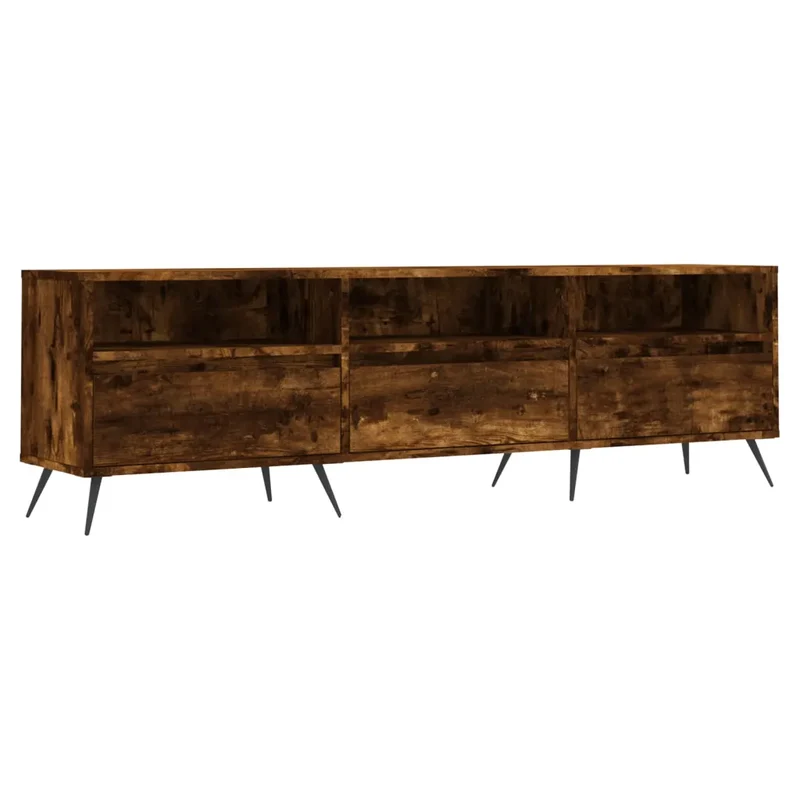 Meuble TV chêne fumé 150 x 30 x 44 cm avec grand espace de rangement design contemporain en bois chêne fumé 02_0048969