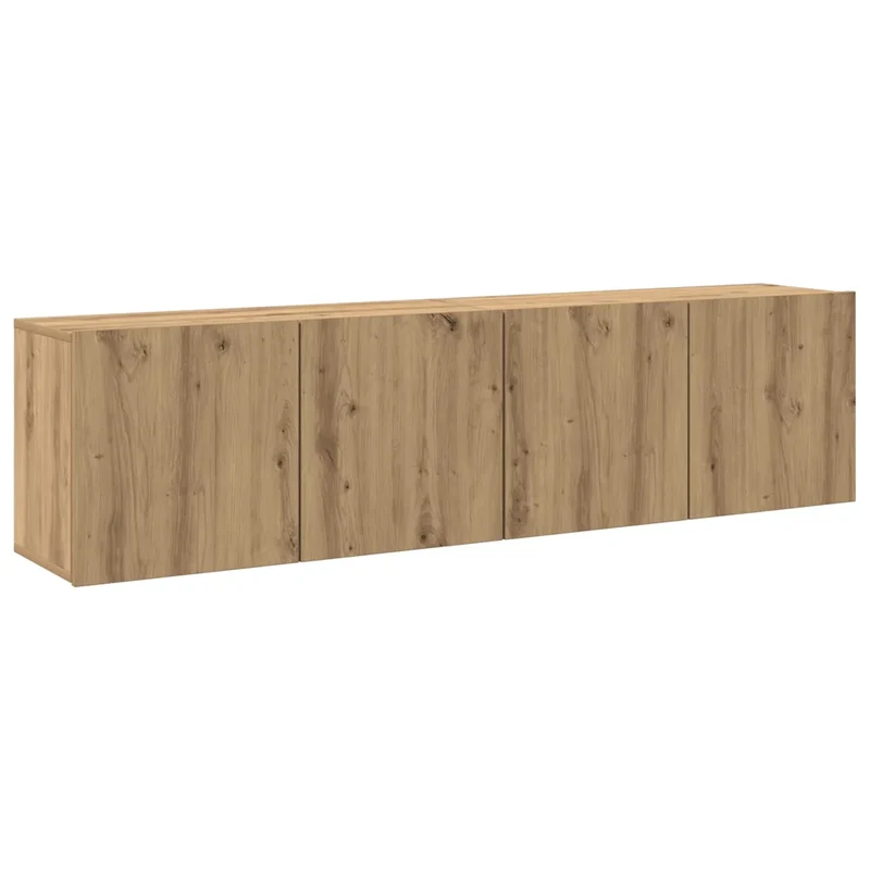 Lot de 2 meubles TV muraux design pratique 80 x 30 x 41 cm en bois d'ingénierie chêne artisanal 02_0051169