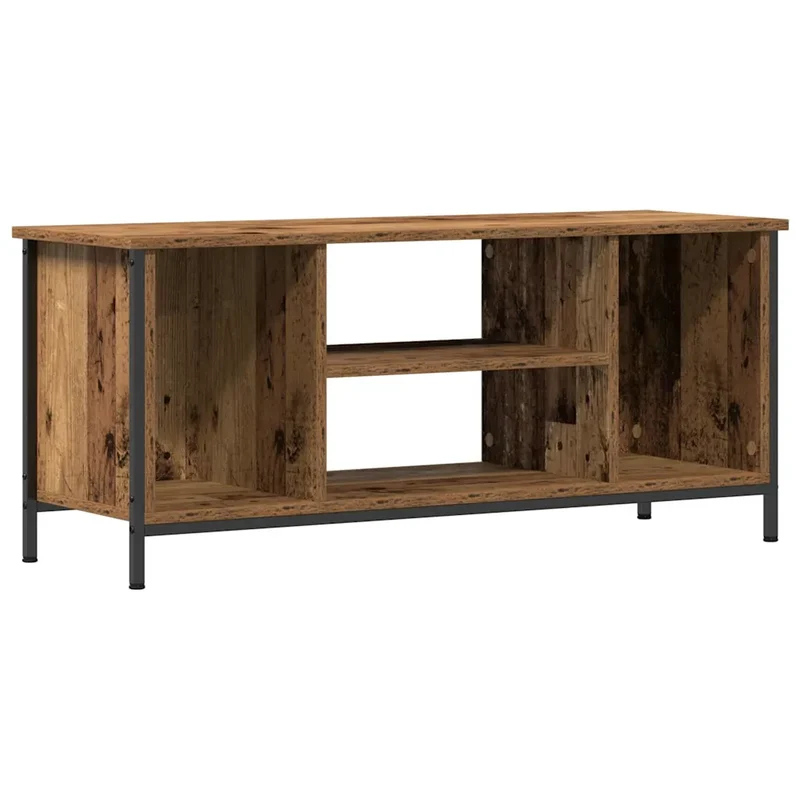 Meuble TV rectangulaire contemporain avec étagère 102 x 35 x 45 cm en bois d'ingénierie bois ancien 02_0052427