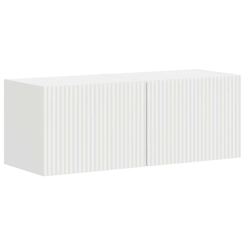 Lot de 2 meubles TV muraux modernes 60 x 31 x 29 cm avec étagères et portes pratiques en bois d'ingénierie blanc 02_0054870