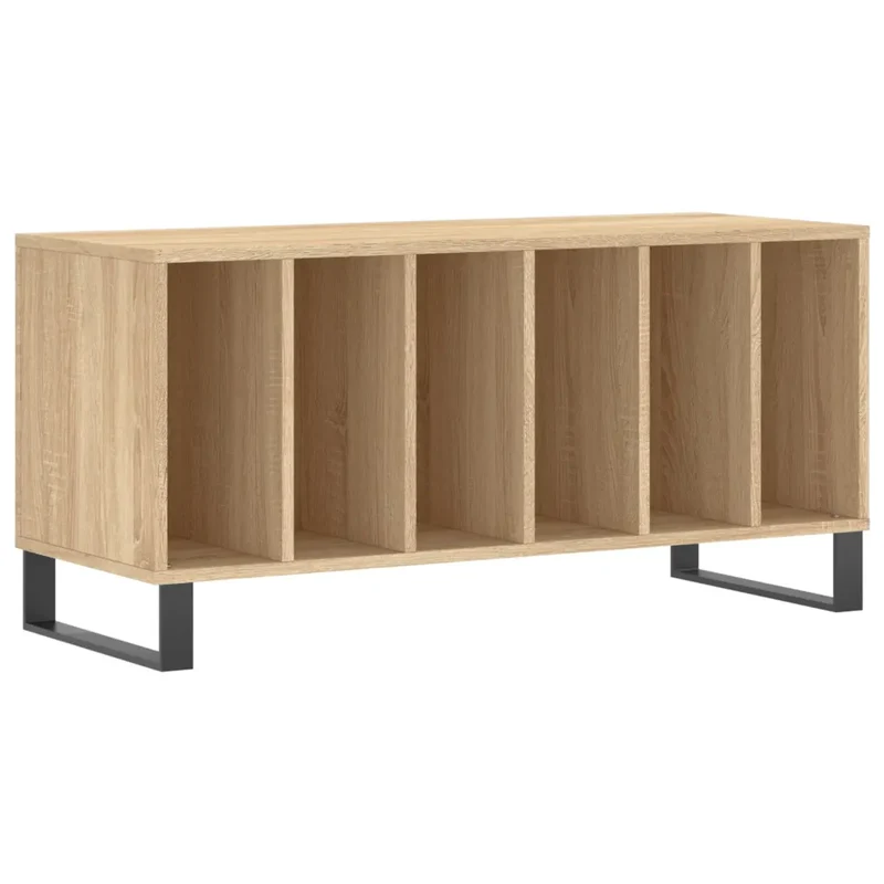Armoire à disques classique style industriel 100 x 38 x 48 cm grande capacité en bois d'ingénierie chêne sonoma 02_0049155