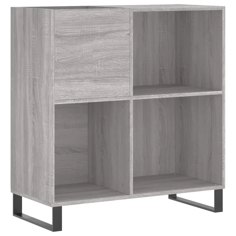 Armoire à disques vintage pratique rangement vinyles 84,5 x 38 x 89 cm en bois d'ingénierie sonoma gris 02_0049180