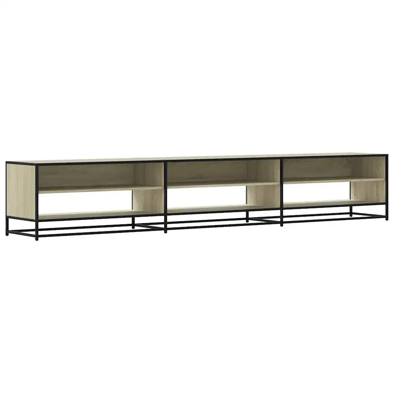 Meuble TV au design industriel avec grand espace de rangement 270 x 40 x 46 cm en bois d'ingénierie chêne sonoma 02_0055623