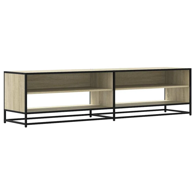 Meuble TV style industriel avec grand espace de rangement 180,5 x 40 x 46 cm en bois d'ingénierie chêne sonoma 02_0055618