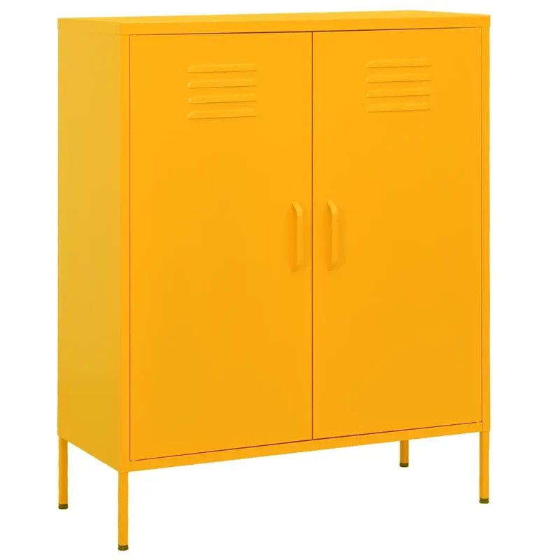 Armoire de rangement pratique 80 x 35 x 101,5 cm robustesse durable 2 étagères réglables style moderne en acier jaune 02_0046855