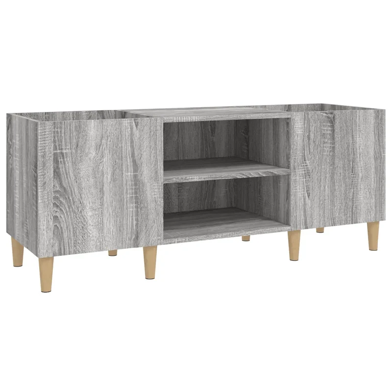 Armoire à disques classique multifonction rangement pour vinyles 121 x 38 x 48 cm en bois d'ingénierie gris 02_0049193