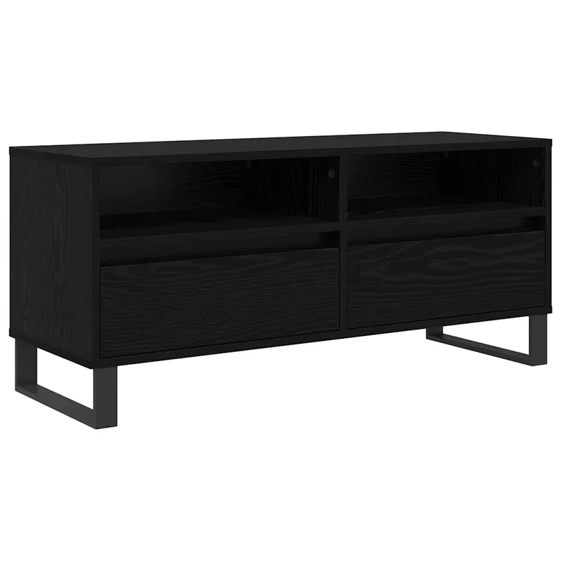 Meuble TV rectangulaire moderne avec tiroir et étagère 100 x 34,5 x 44,5 cm en bois chêne noir 02_0052747