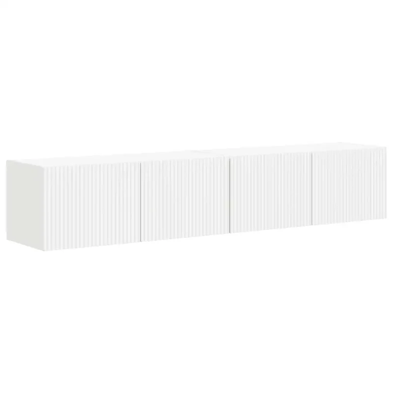 Lot de 2 meubles TV muraux modernes avec étagères 78,5 x 31 x 29,5 cm en bois d'ingénierie blanc 02_0054900