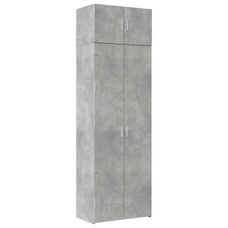Armoire de rangement haute 70 x 42,5 x 225 cm avec 8 compartiments polyvalente moderne en bois d'ingénierie gris béton 02_0055583