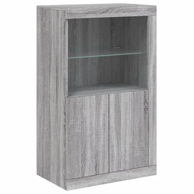 Armoire latérale design moderne éclairage LED 60,5 x 37 x 100 cm en bois d'ingénierie sonoma gris 02_0049361