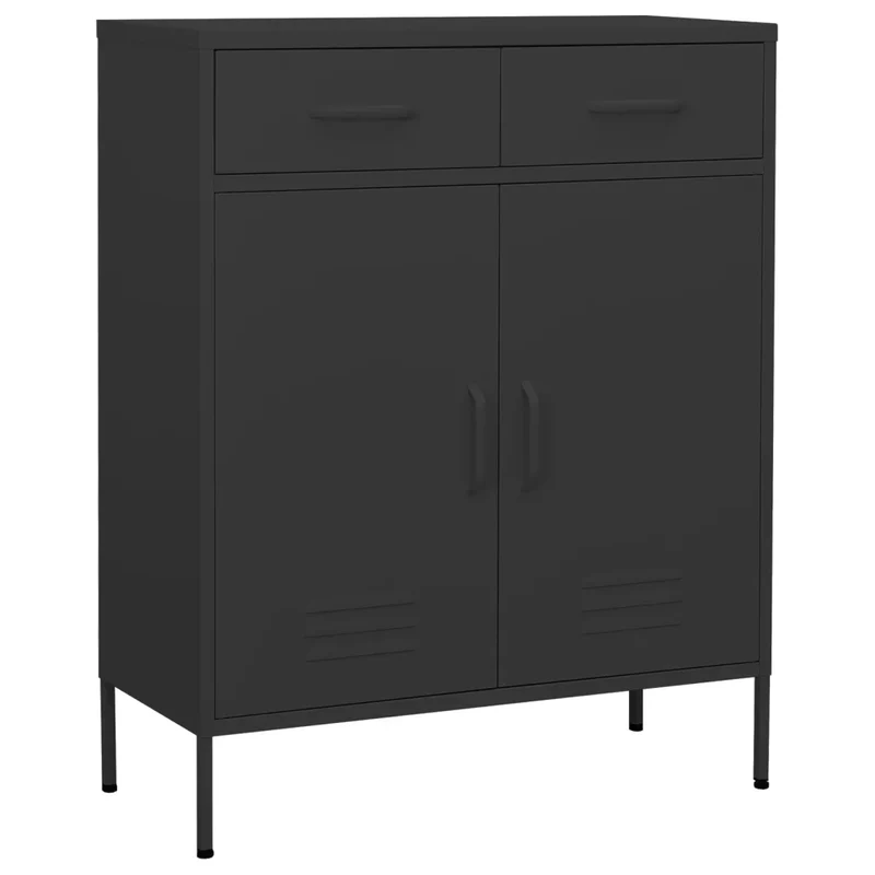 Armoire de rangement moderne anthracite 80 x 35 x 101,5 cm avec tiroirs pratiques finition mate en acier anthracite 02_0046850