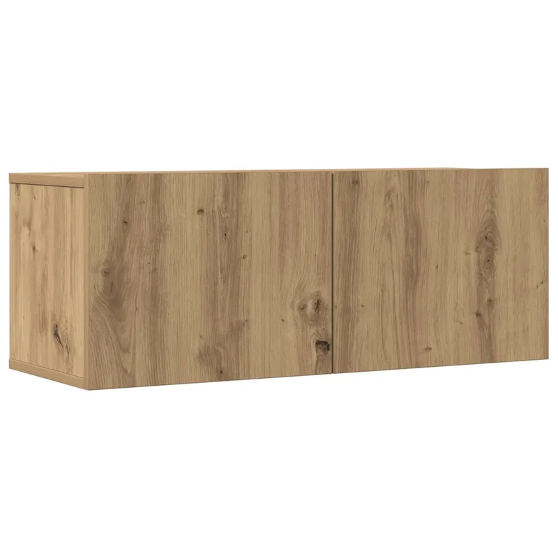 Lot de 2 meubles TV muraux moderne pratique 80 x 30 x 30 cm en bois d'ingénierie chêne artisanal 02_0051005