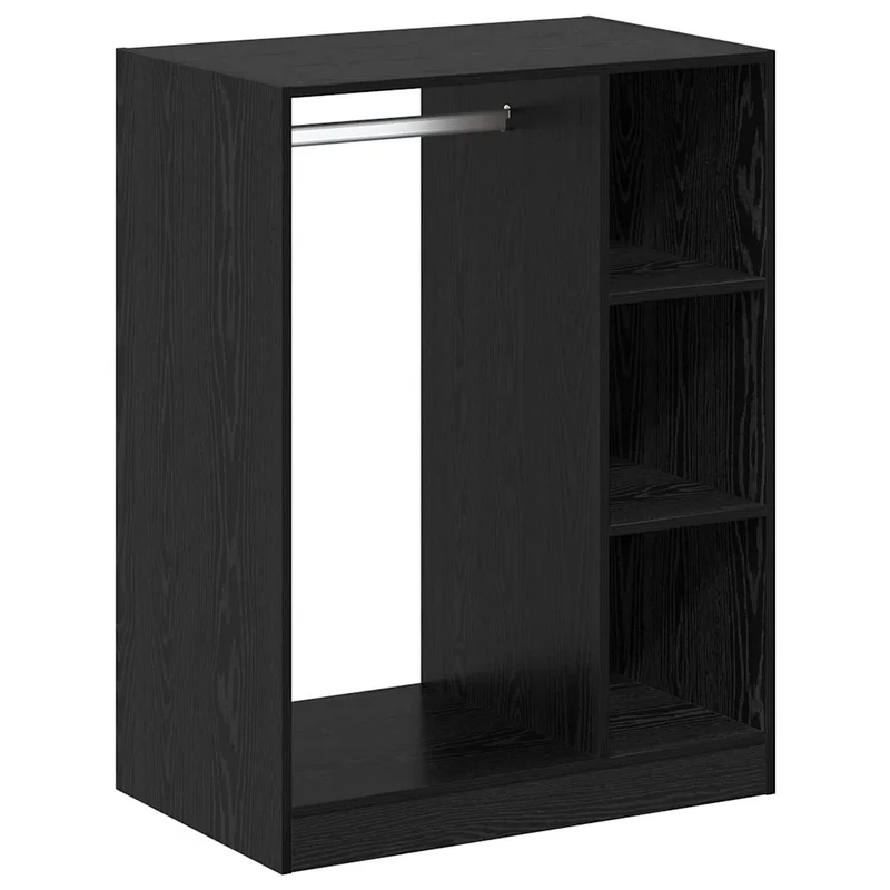 Armoire moderne rectangulaire avec 3 étagères espace de rangement généreux intérieur en bois d'ingénierie chêne noir 02_0052520
