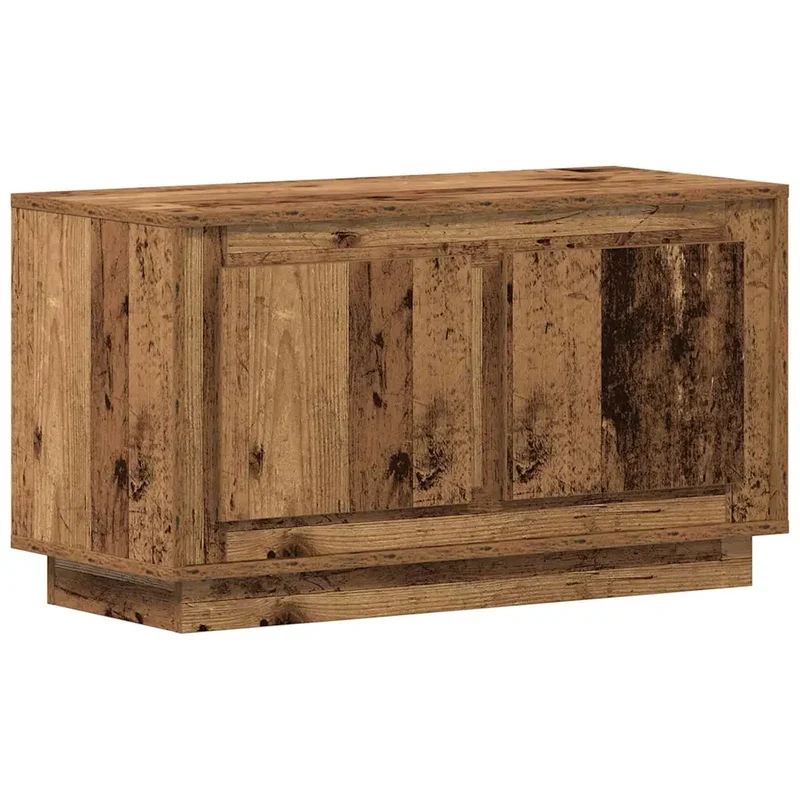 Meuble TV rectangulaire moderne avec 2 portes rangement pratique salon 80 x 35 x 45 cm en bois ancien 02_0051814