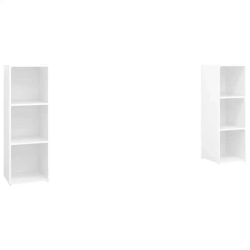 Lot de 2 meubles TV modulables pratiques rangement 107 x 35 x 37 cm en bois d'ingénierie blanc 02_0055124