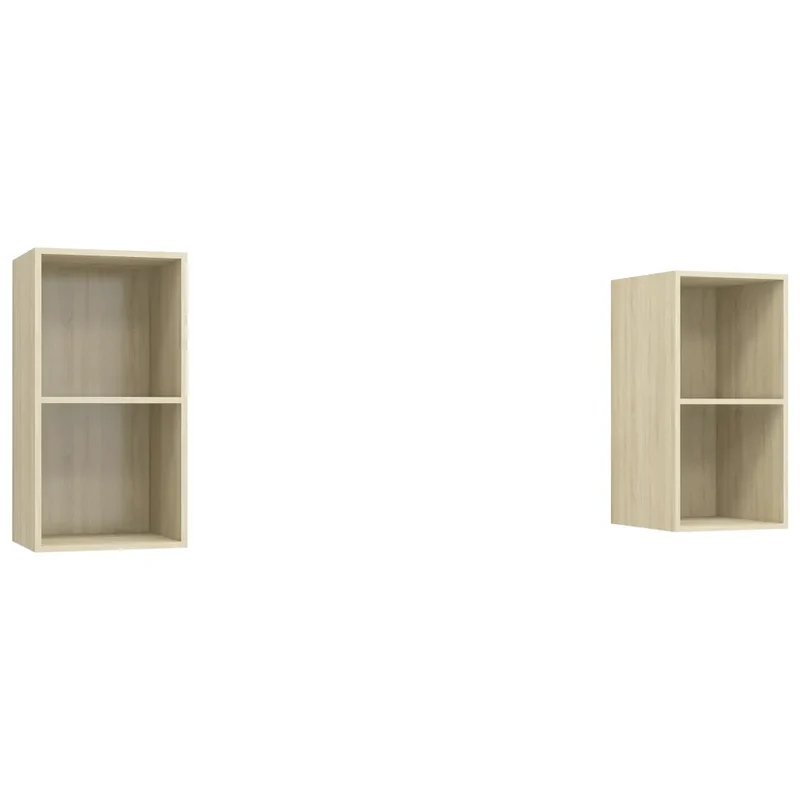 Lot de 2 meubles TV muraux modernes avec rangement 37 x 37 x 72 cm en bois d'ingénierie chêne sonoma 02_0055113