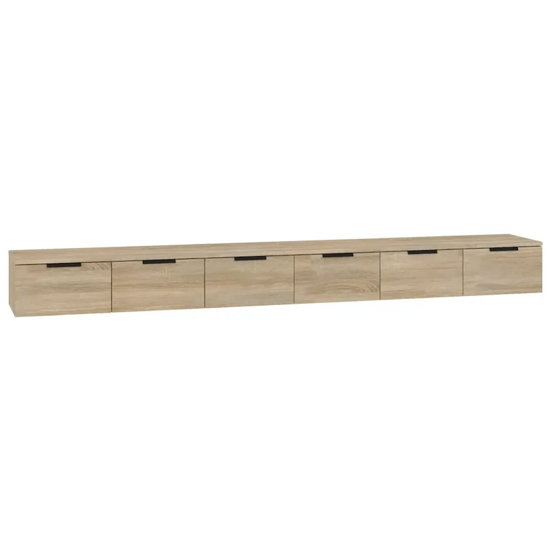 Lot de 2 armoires murales flottantes polyvalentes rangement 102 x 30 x 20 cm en bois d'ingénierie chêne sonoma 02_0055231