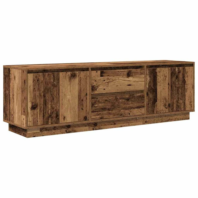 Meuble TV moderne avec éclairage LED 160,5 x 41 x 50 cm grand rangement ambiance cosy en bois vieux bois 02_0055836