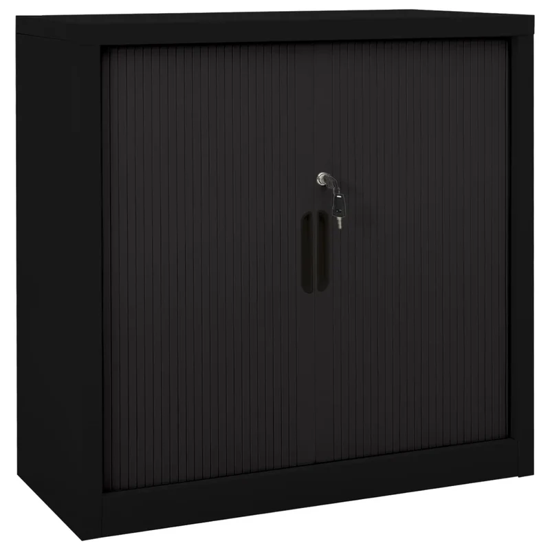 Armoire à portes coulissantes noir 90 x 40 x 90 cm rangement sécurisé 2 étagères réglables design moderne en acier noir 02_0046918