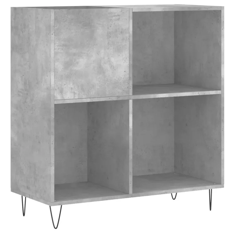 Armoire à disques classique spacieuse 84 x 38 x 89 cm en bois d'ingénierie gris béton 02_0049171