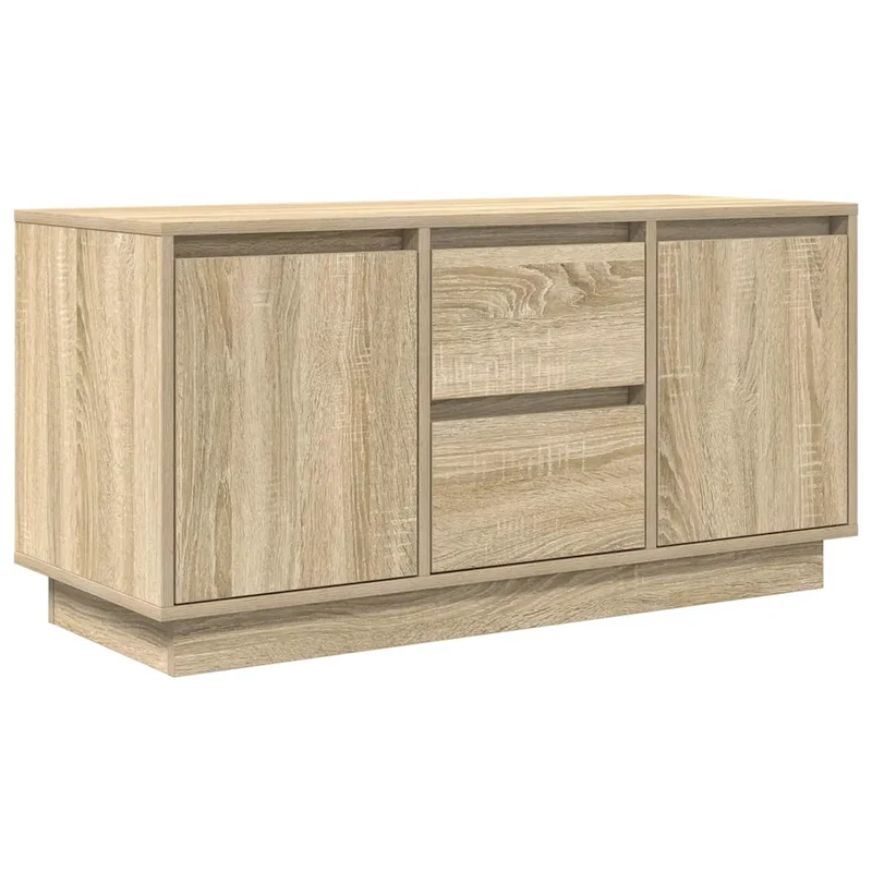 Meuble TV avec lumières LED 100 x 41 x 50 cm grand espace de rangement style contemporain en bois d'ingénierie chêne sonoma 02_0051619