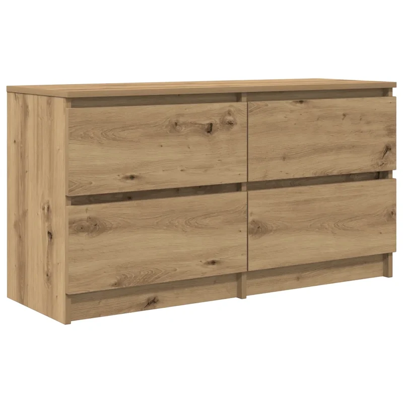 Meuble TV avec tiroirs grand espace rangement 100 x 35 x 54 cm style moderne en bois d'ingénierie chêne artisanal 02_0051751