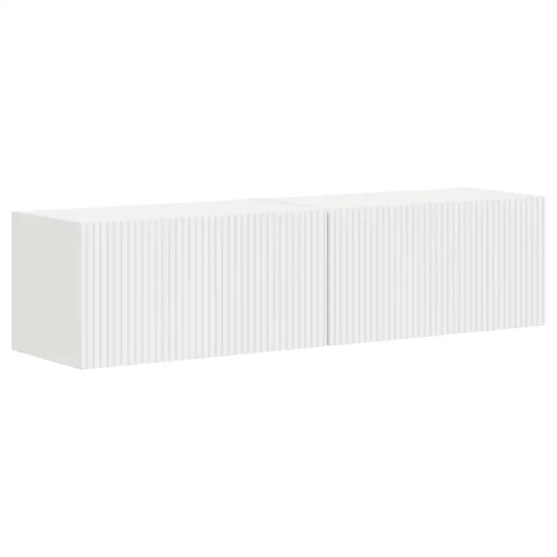 Meuble TV mural moderne avec 2 étagères pratique rangement 60 x 31 x 29 cm en bois d'ingénierie blanc 02_0054887