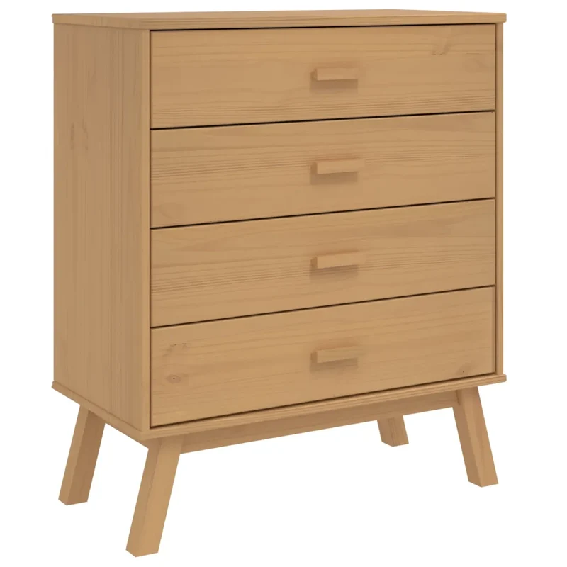 Armoire à tiroirs scandinave style rustique 76,5 x 39 x 90 cm grand espace de rangement finition mate en bois de pin marron 02_0047356