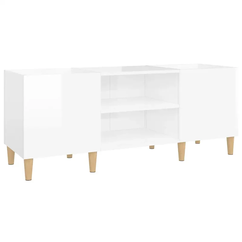 Armoire à disques classique rangement multidimensionnel 121 x 38 x 48 cm en bois d'ingénierie blanc brillant 02_0049190