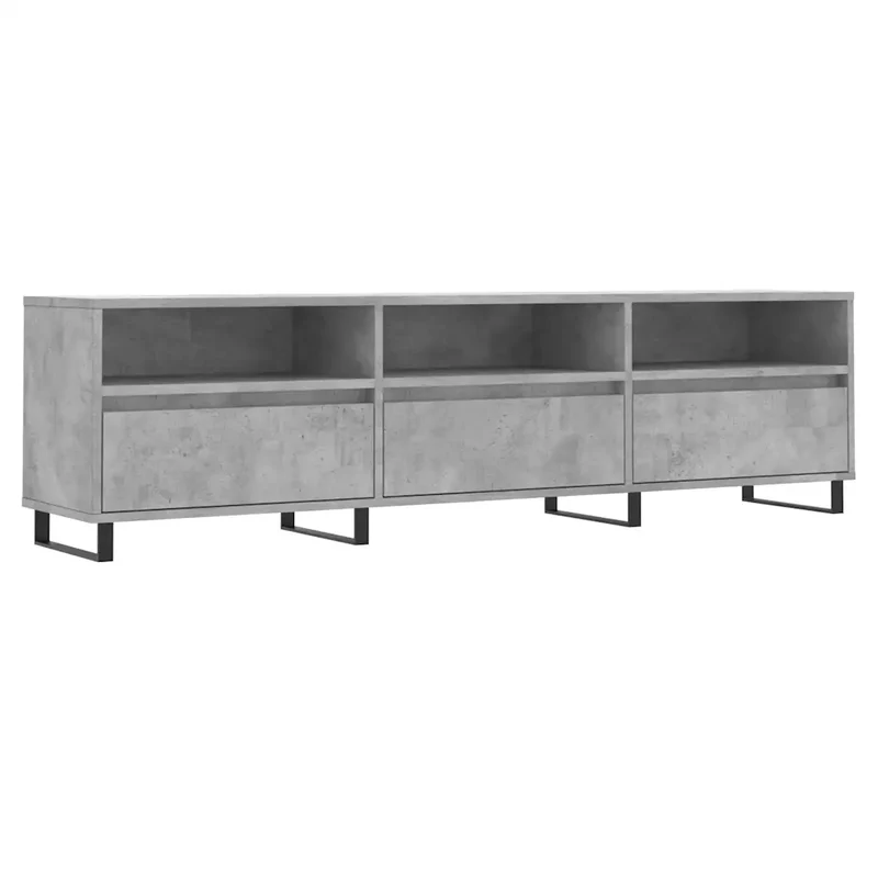 Meuble TV design moderne rangement salon 150 x 30 x 44 cm en bois d'ingénierie gris béton 02_0048983