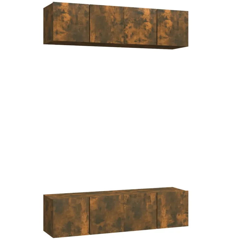 Lot de 4 meubles TV muraux pratiques élégants 60 x 30 x 30 cm en bois d'ingénierie chêne fumé 02_0055237