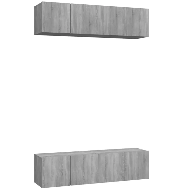 Lot de 4 meubles TV muraux design classique rangement pratique 60 x 30 x 30 cm en bois d'ingénierie gris 02_0055238