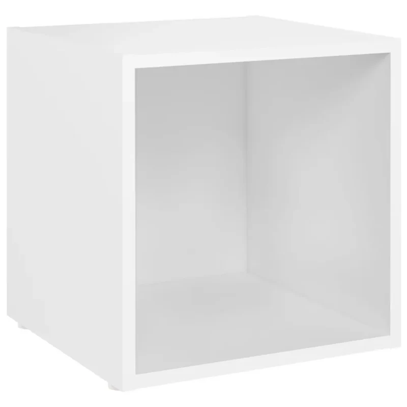Meuble TV de plancher design moderne avec compartiment 37 x 35 x 37 cm en bois d'ingénierie blanc 02_0047855