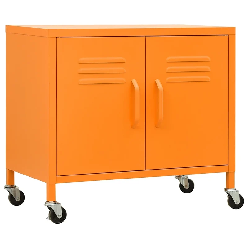 Armoire de rangement mobile avec étagère réglable 60 x 35 x 56 cm style contemporain finition orange en acier 02_0046897
