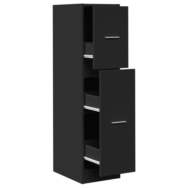 Armoire d'apothicaire multifonctionnelle rangement bureau 30 x 41 x 118 cm en bois d'ingénierie noir 02_0050611