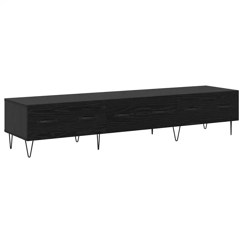 Meuble TV minimaliste design moderne rangement salon 150 x 36 x 30 cm en bois d'ingénierie noir 02_0052774