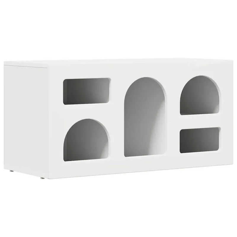Meuble TV moderne avec 5 étagères rangement salon chambre 80 x 35 x 40 cm en bois d'ingénierie blanc 02_0054764