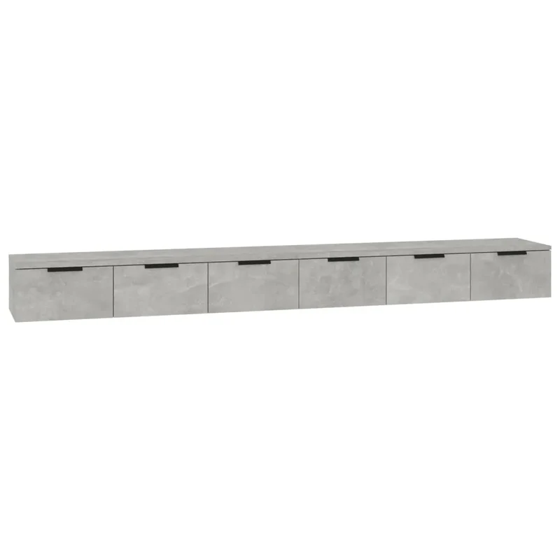 Lot de 2 armoires murales rangement pratique 102 x 30 x 20 cm en bois d'ingénierie gris béton 02_0055232